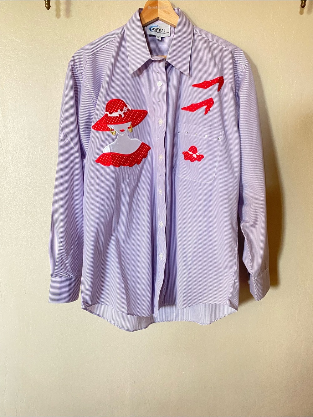 Button-Up Shirt with Red Applique